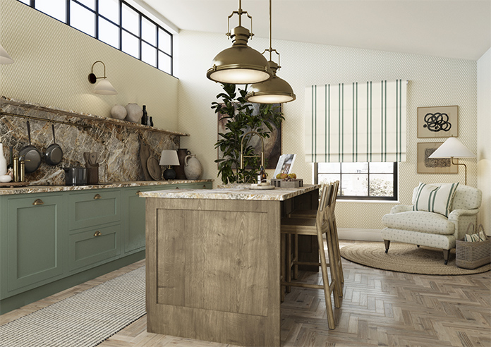 Adelaide, Winnies Stripe Barbing Green - Twist&Fit Roman Blind - Image 6